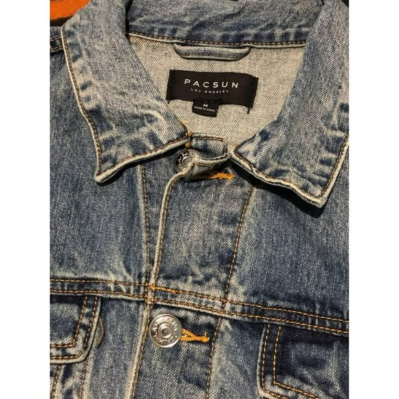 PACSUN Classic Fit Denim Dark Wash Jacket Medium Men - Picture 2 of 7